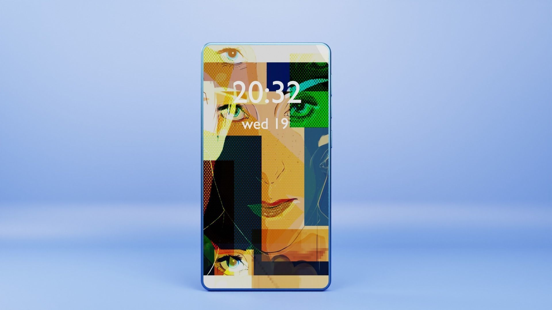 Smartphone 3 different colors Low-poly 3D model_2