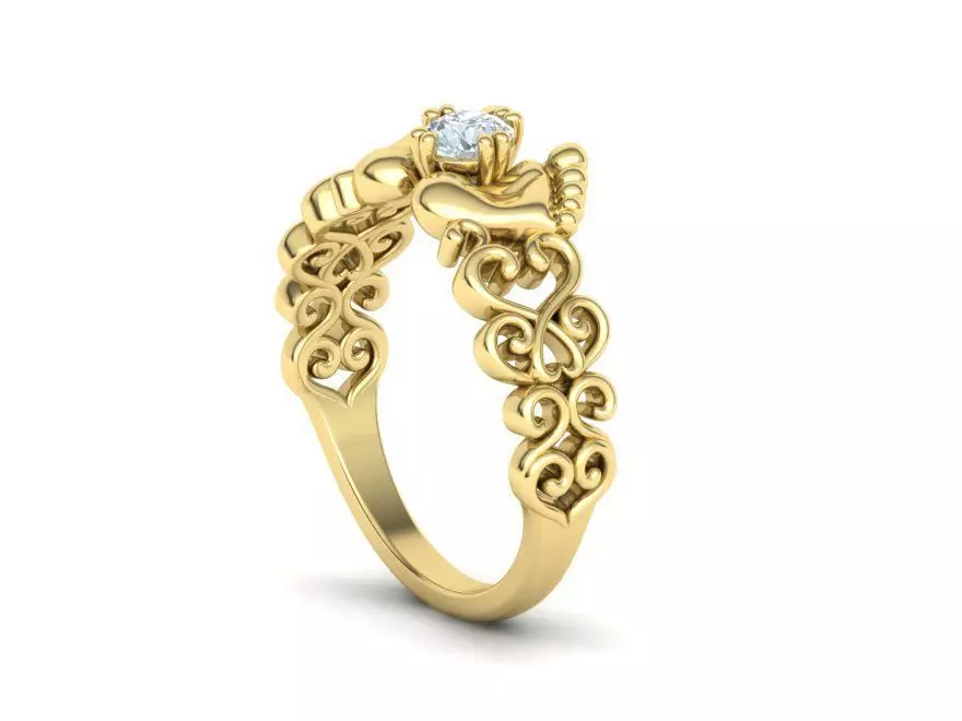 Baby ring Foot ring Own design with 4mm stone 3dmodel 3D print model