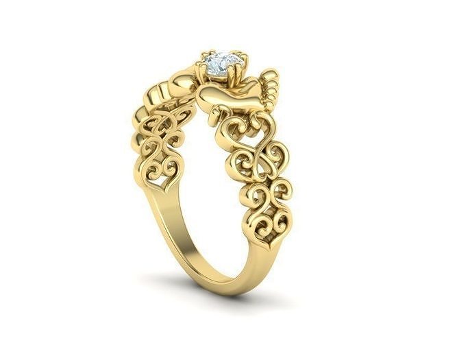 Baby ring Foot ring Own design with 4mm stone 3dmodel 3D print model