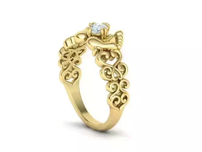 Baby ring Foot ring Own design with 4mm stone 3dmodel 3D print model