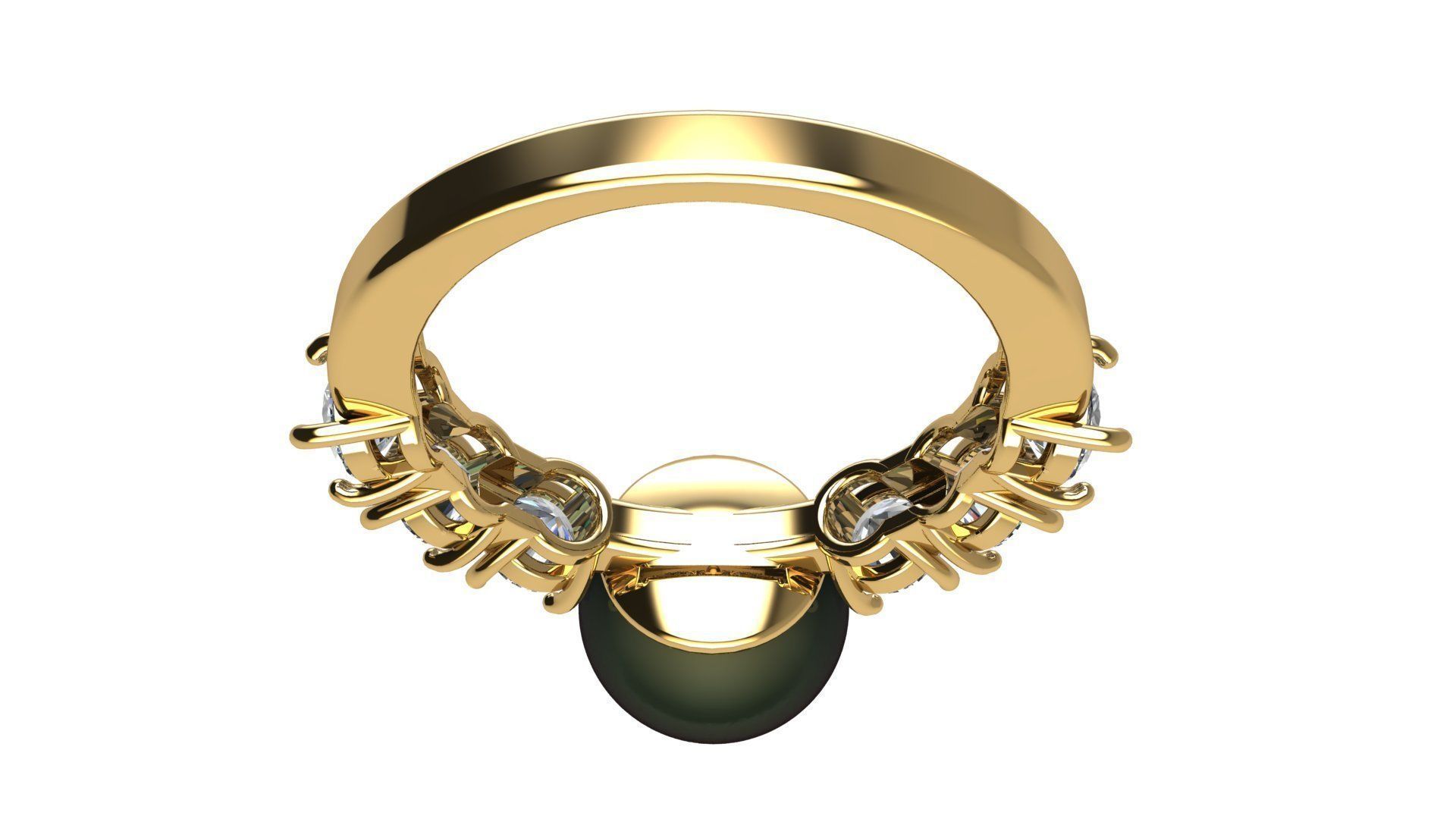 Pearl and Round Gems Ring Closed 3D print model_6