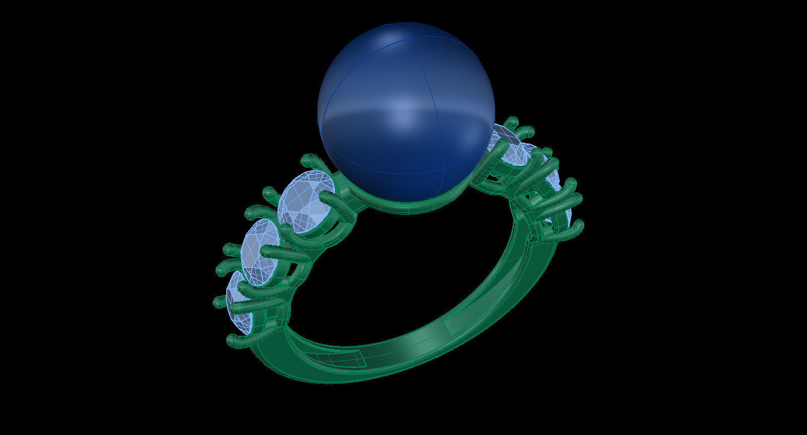 Pearl and Round Gems Ring Closed 3D print model_9