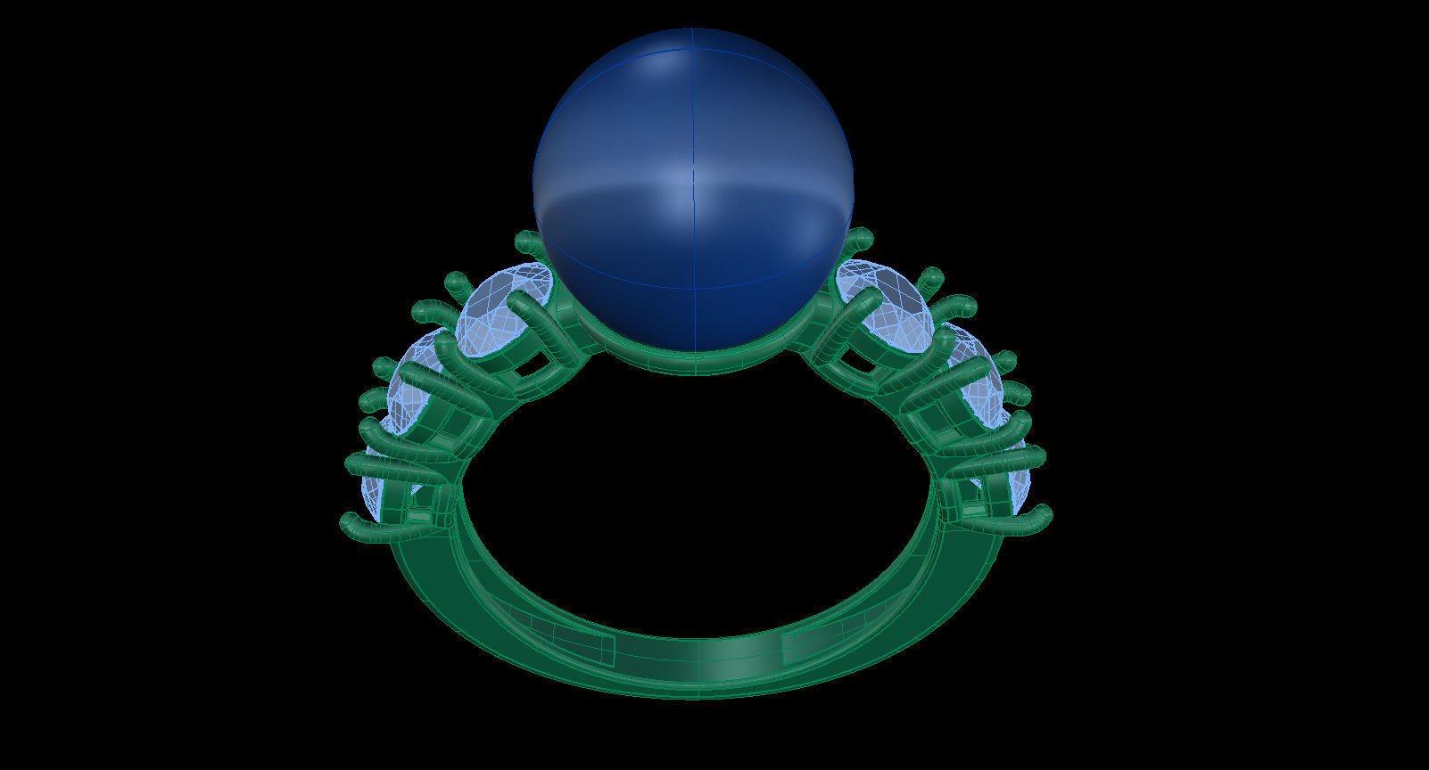 Pearl and Round Gems Ring Closed 3D print model_10