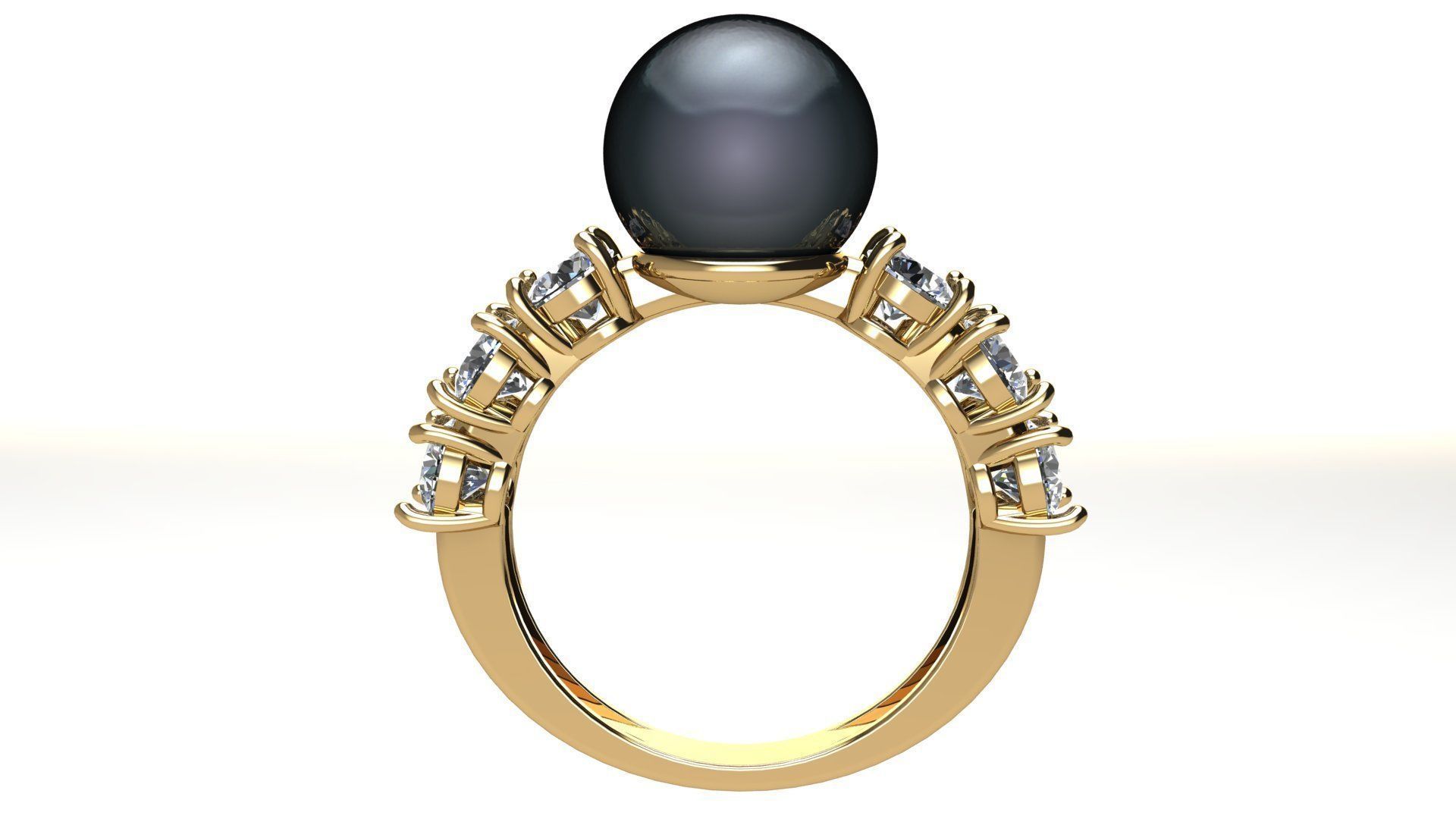 Pearl and Round Gems Ring Closed 3D print model_5