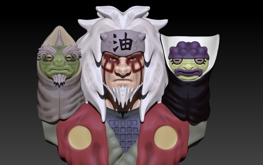 Jiraiaya bust of naruto character 3D print model_3