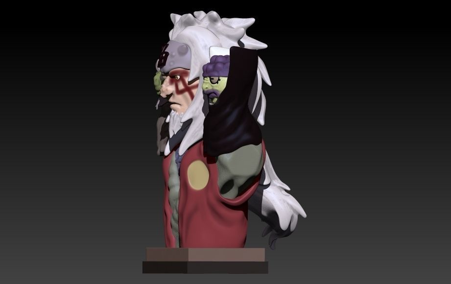 Jiraiaya bust of naruto character 3D print model_5