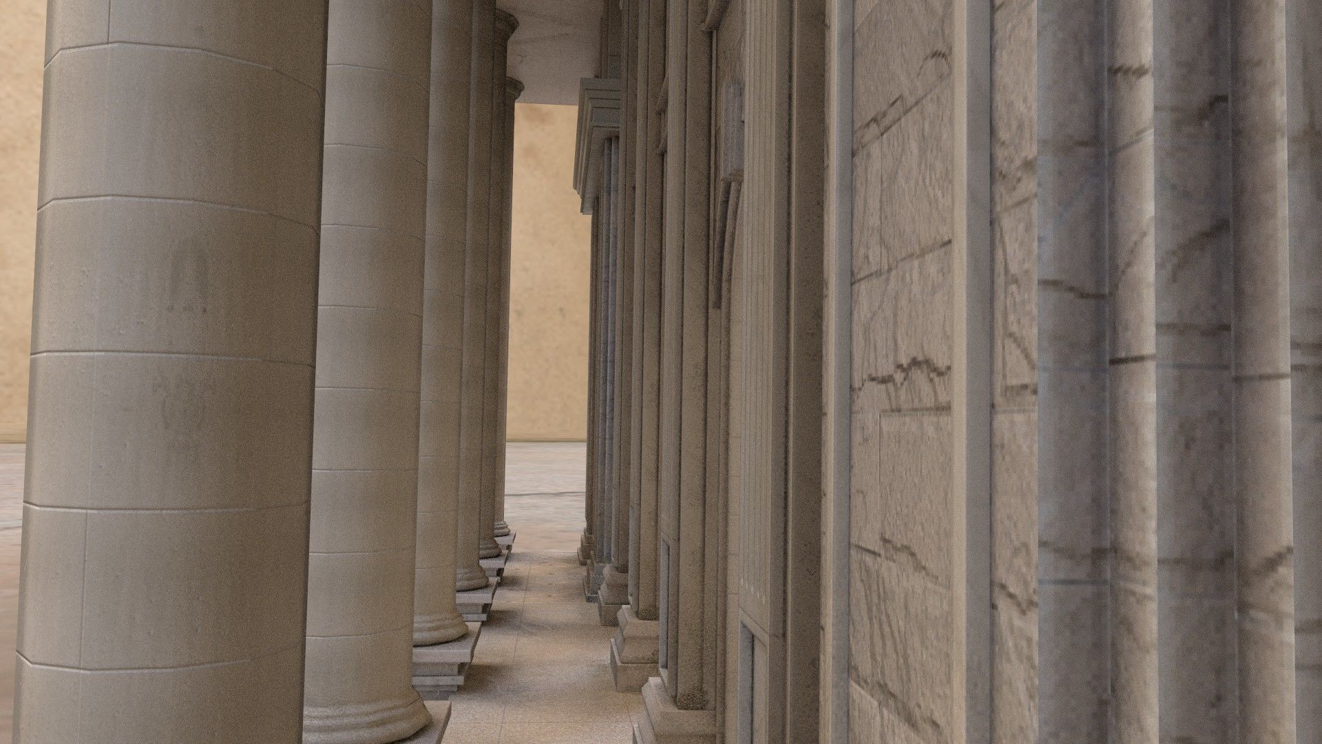 palace bank building Low-poly 3D model_10