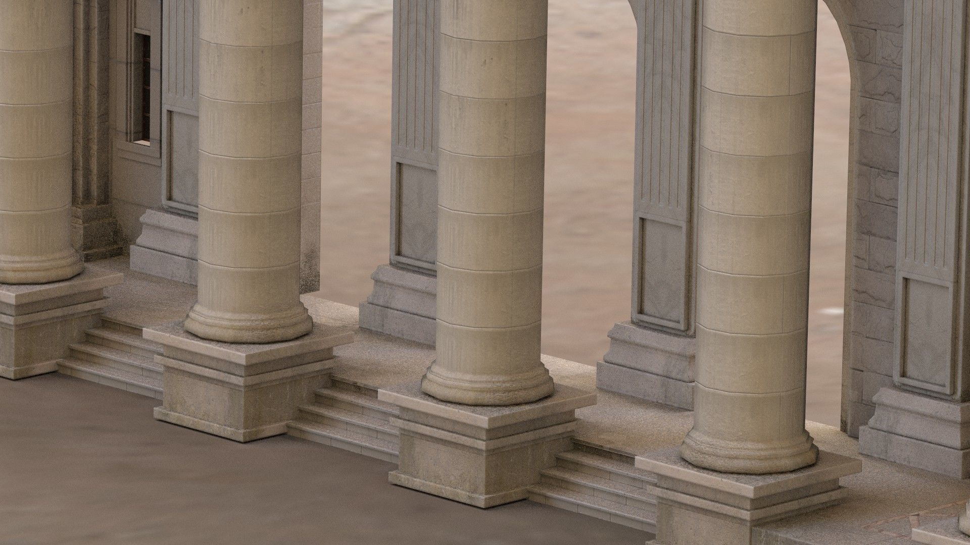 palace bank building Low-poly 3D model_5