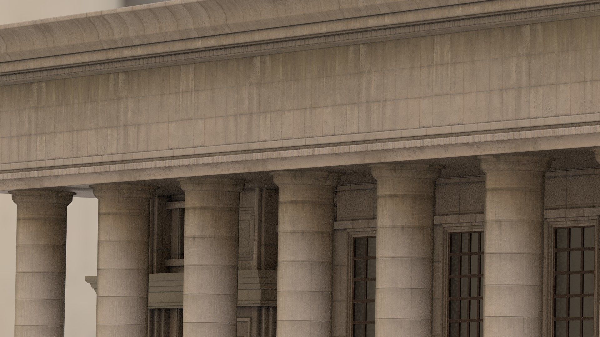 palace bank building Low-poly 3D model_6