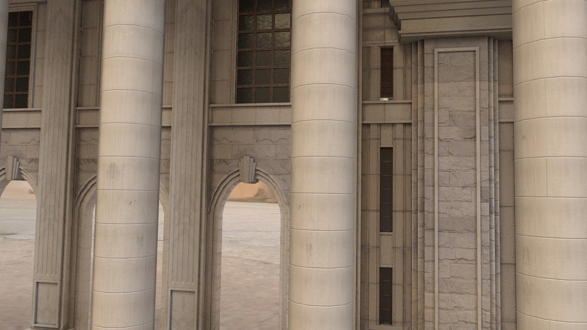 palace bank building Low-poly 3D model_9