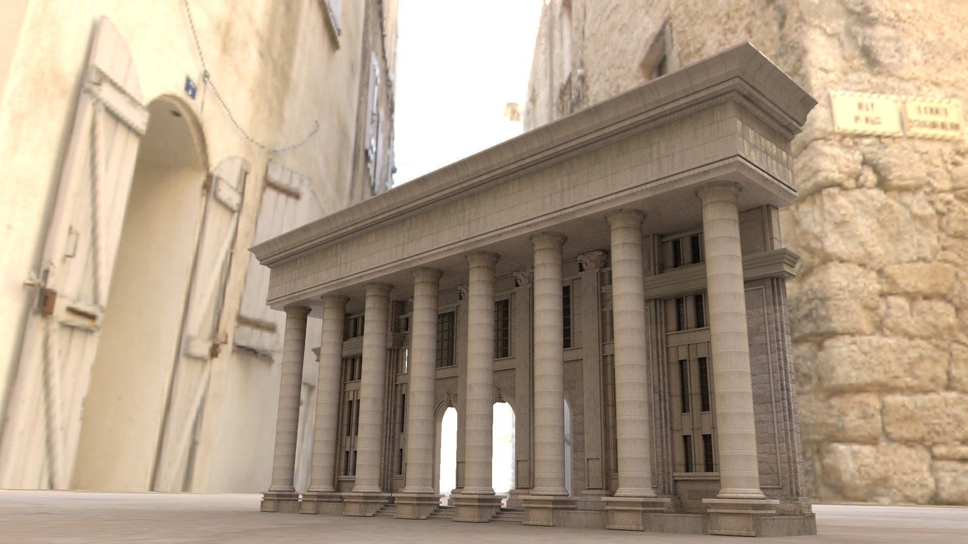 palace bank building Low-poly 3D model_7