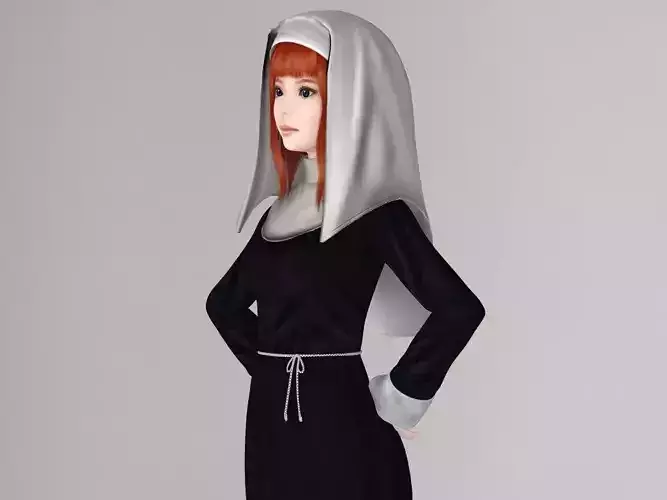 Olivia in nun outfit pose 01