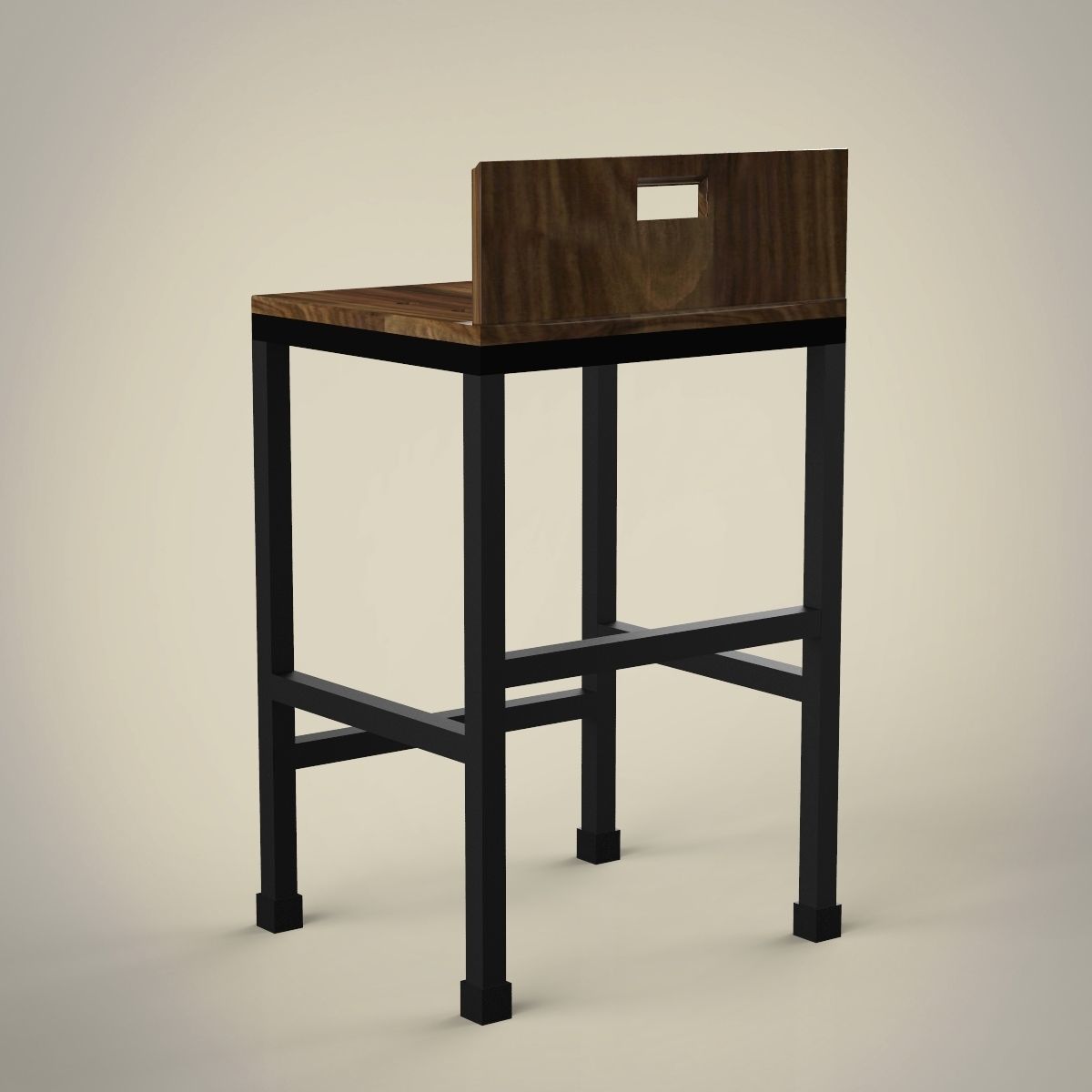 Bar Stool Low-poly 3D model_3