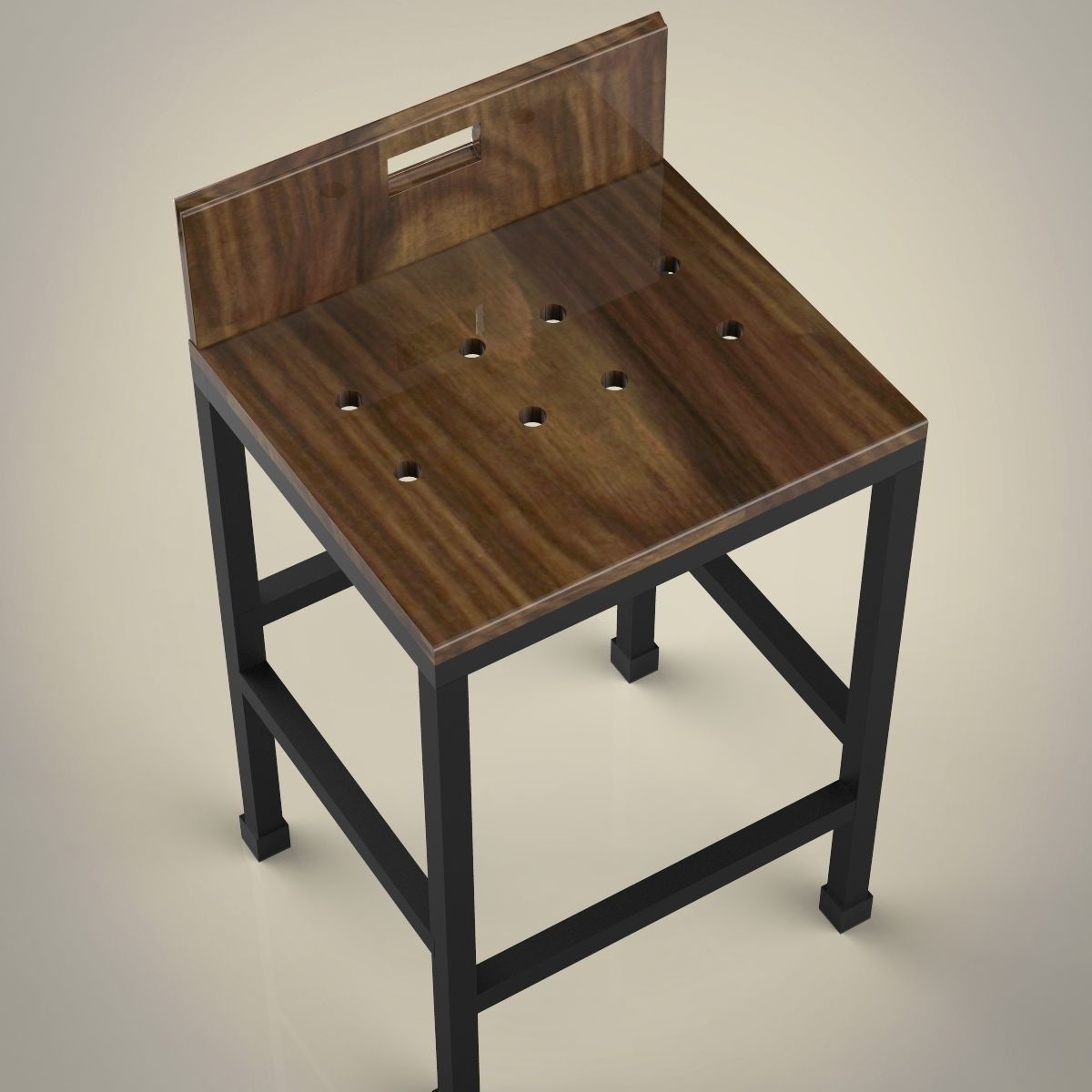 Bar Stool Low-poly 3D model_5