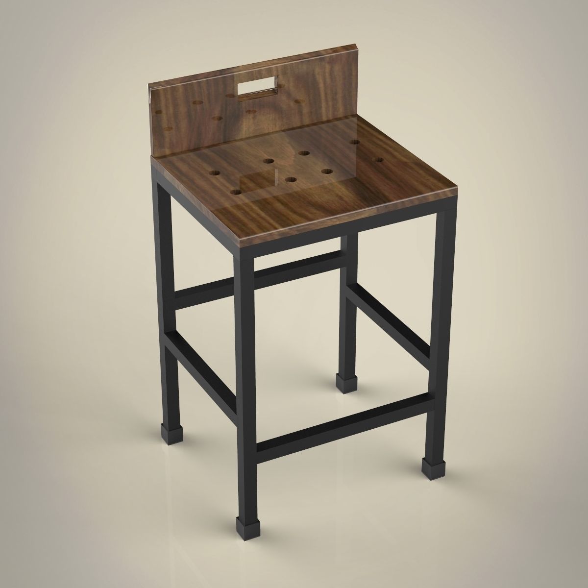Bar Stool Low-poly 3D model_1