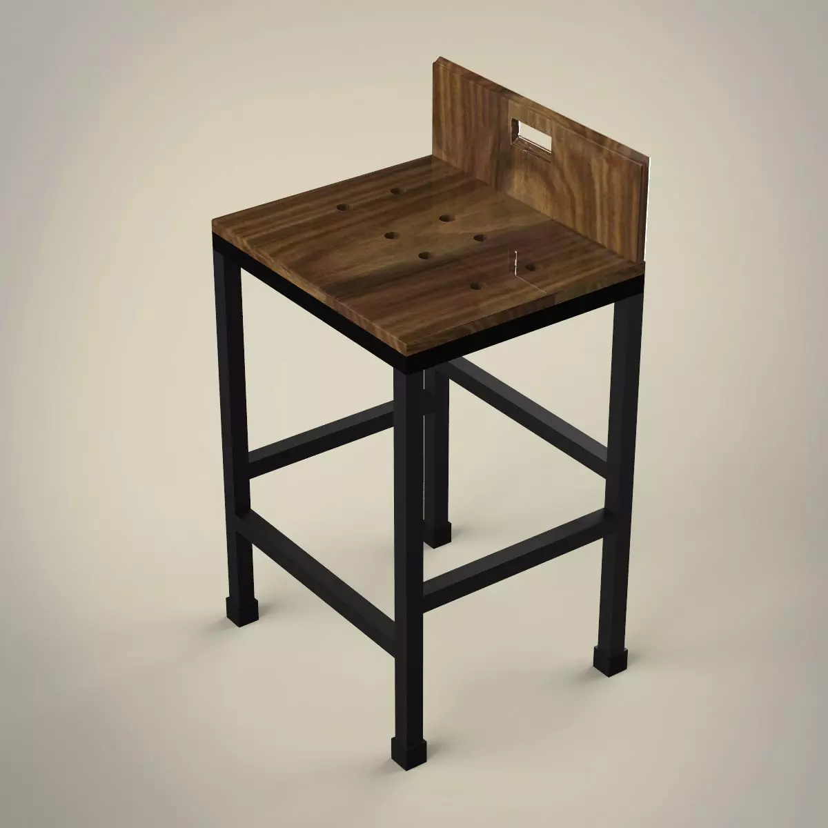 Bar Stool Low-poly 3D model_0