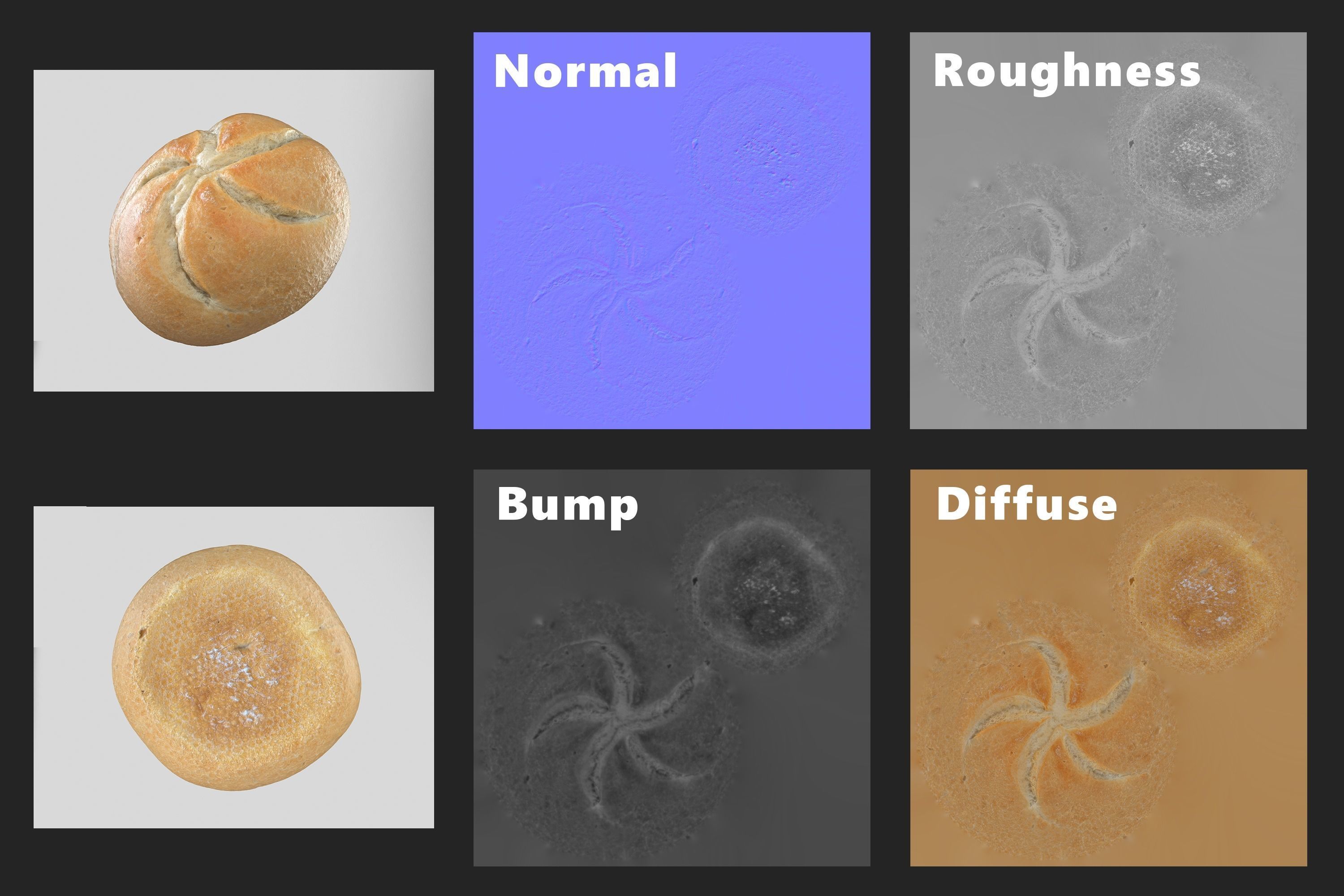 Bread Kaiser  3D Model Photoscan Low-poly 3D model_12