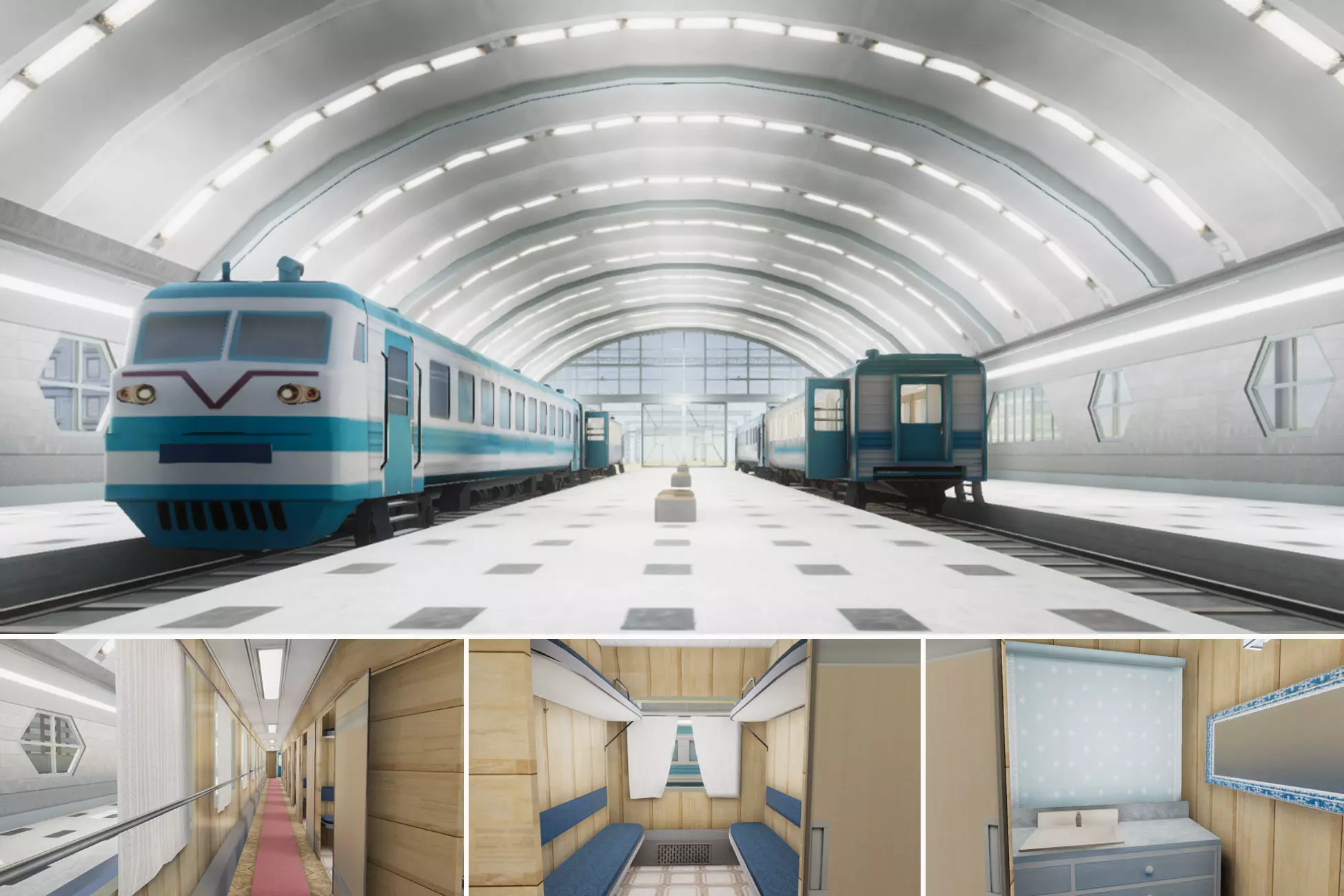 Train Passenger and Train Station 02 Low-poly 3D model