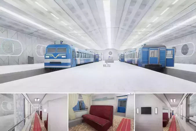 Train Passenger and Modern Train Station 02