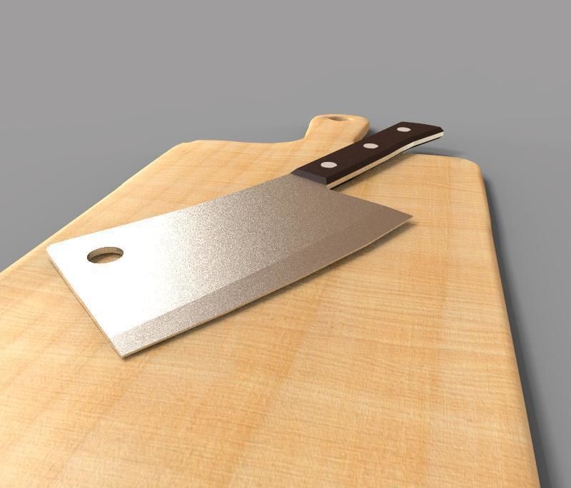 Cleaver and Pad 3D model_3