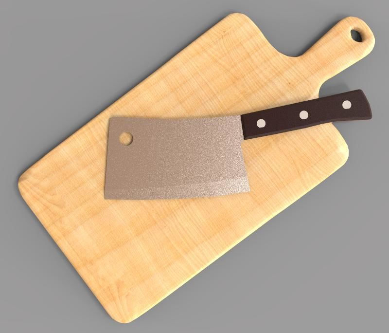 Cleaver and Pad 3D model_4