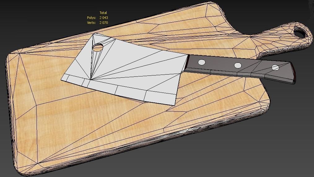 Cleaver and Pad 3D model_5