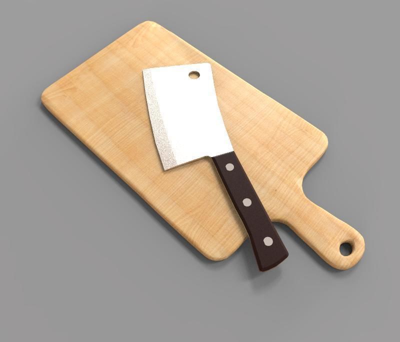 Cleaver and Pad 3D model_1