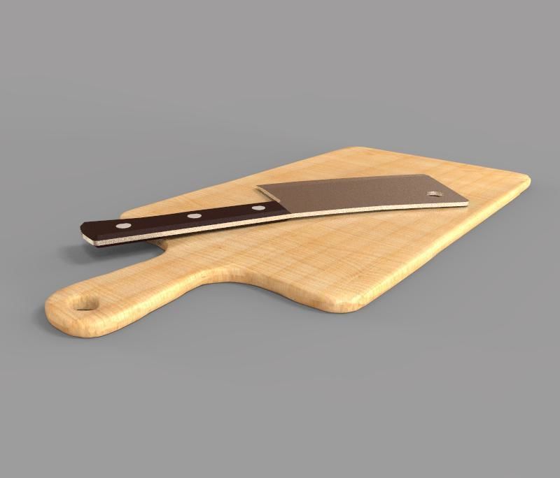 Cleaver and Pad 3D model_2