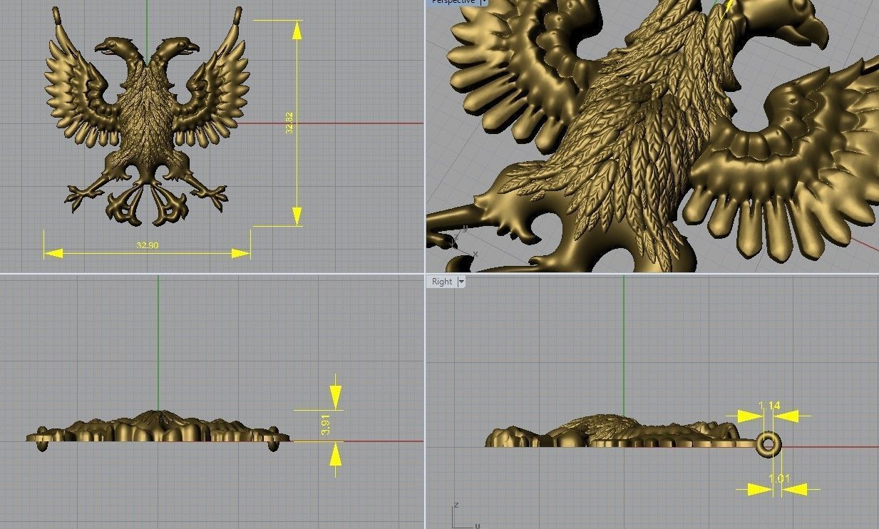 Eagle pendant 3D print model_2