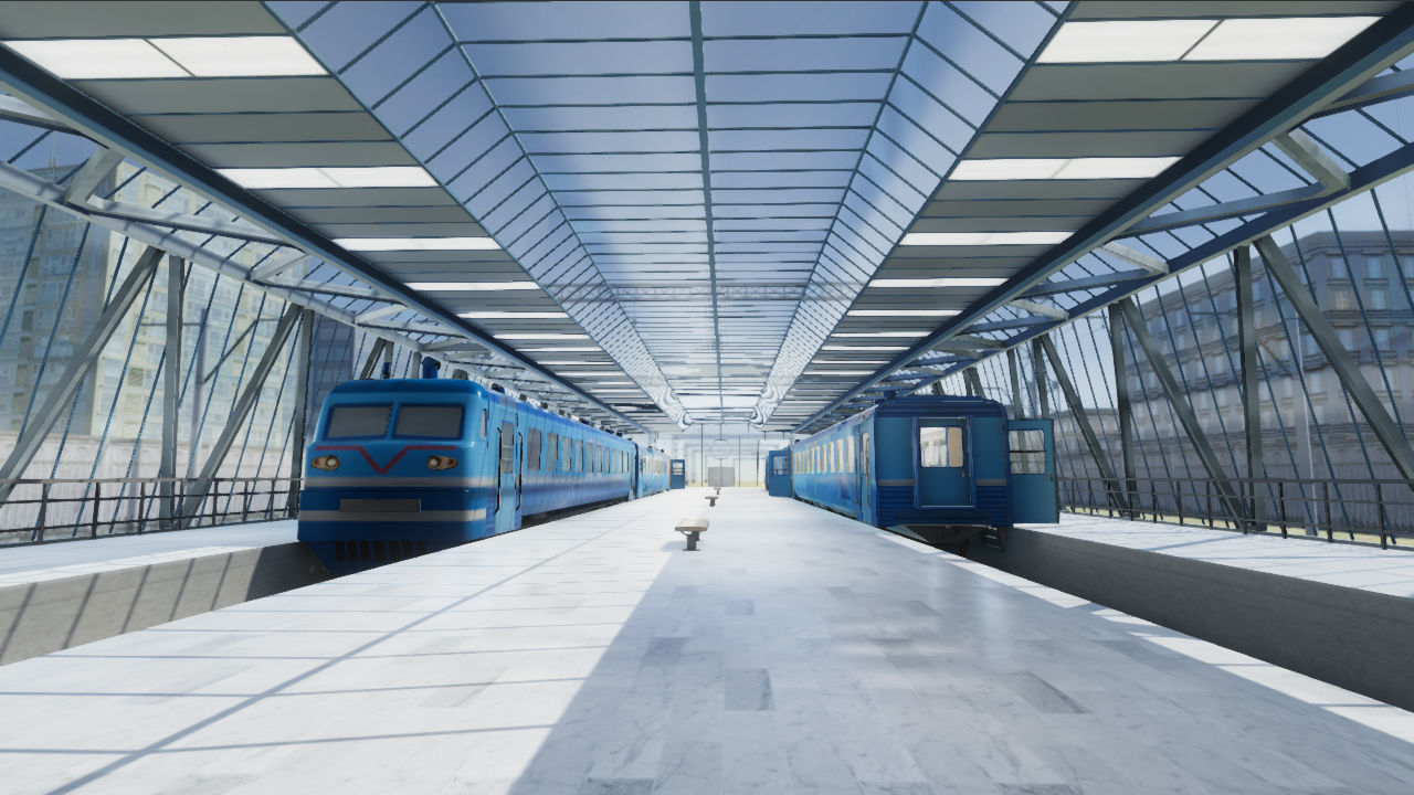 Trains Passenger and Train Stations Bundle - 4 Scenes Low-poly 3D model_26