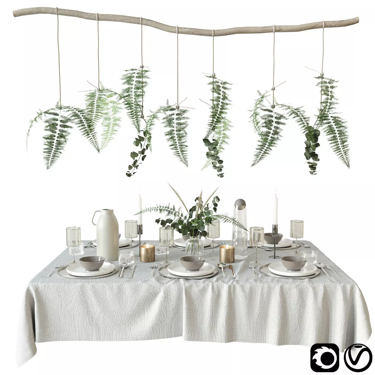Tableware with fern 3D model