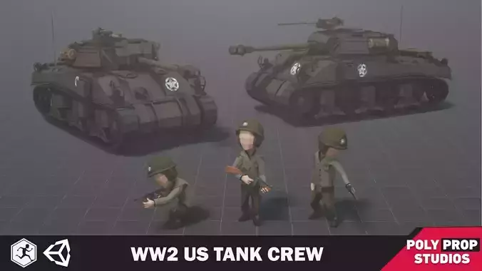 WW2 US Tank Crew Low-poly 3D model