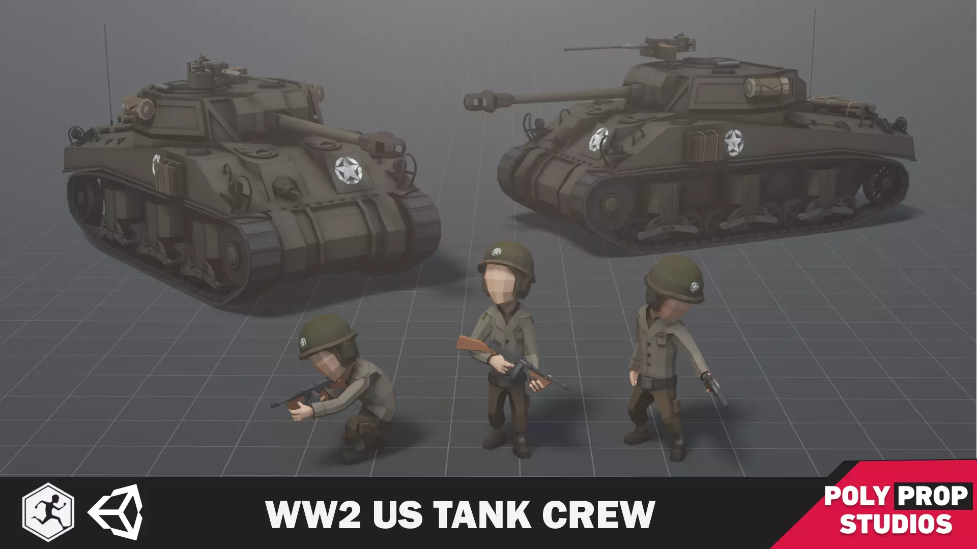 WW2 US Tank Crew Low-poly 3D model_0