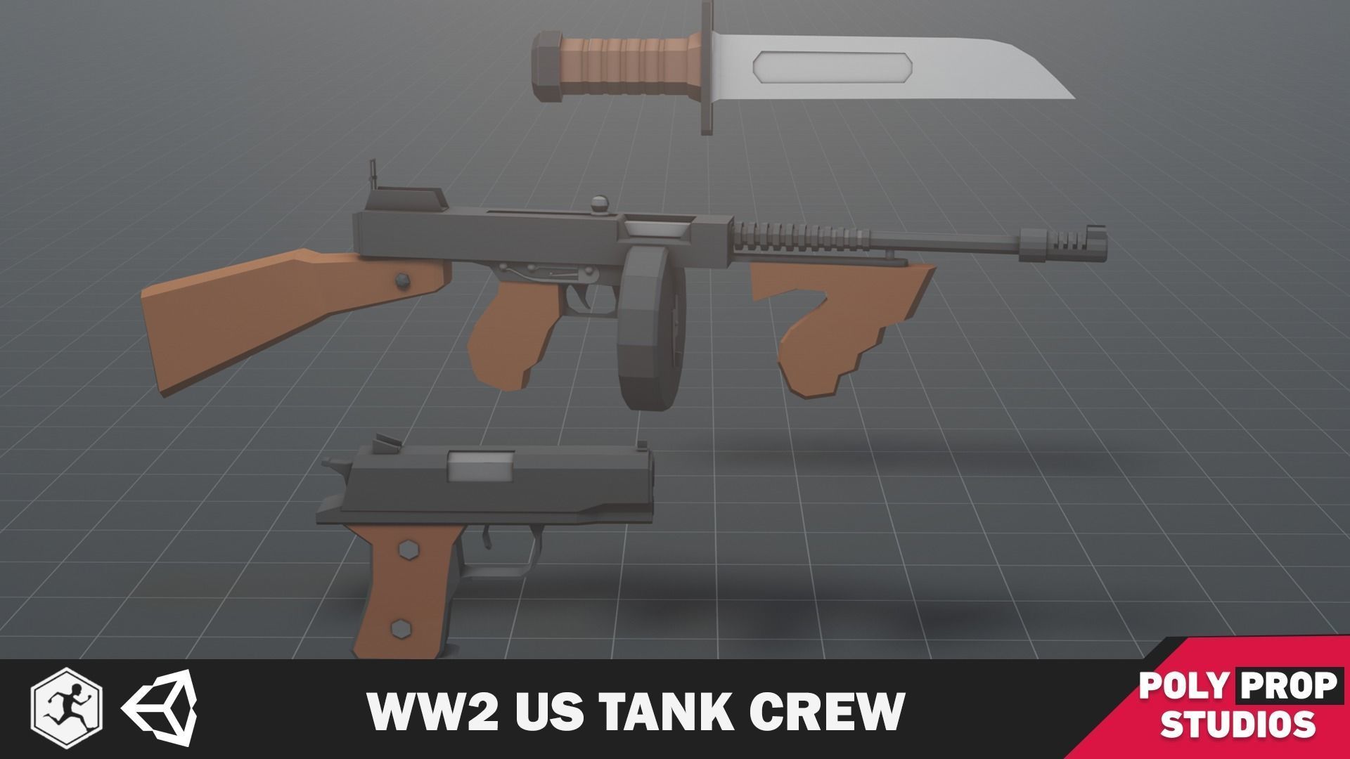 WW2 US Tank Crew Low-poly 3D model_3