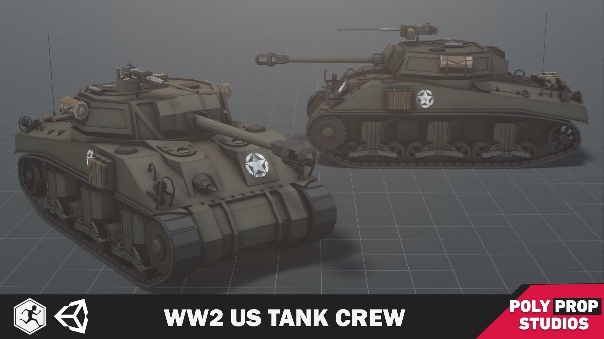 WW2 US Tank Crew Low-poly 3D model_2