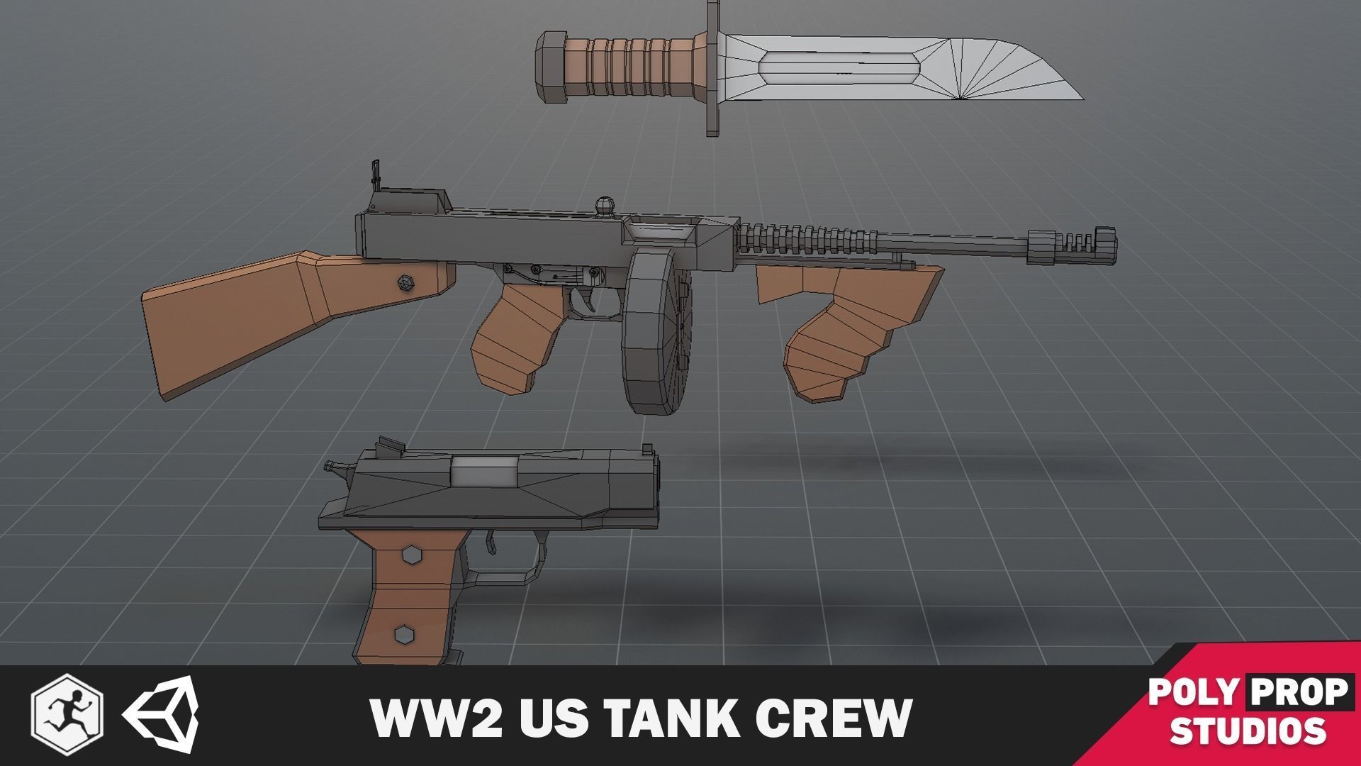 WW2 US Tank Crew Low-poly 3D model_7