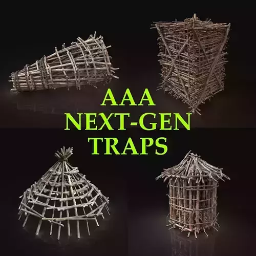 Next Gen AAA Survival Improvised Animal Traps Cages Lockers Pack Low-poly 3D model