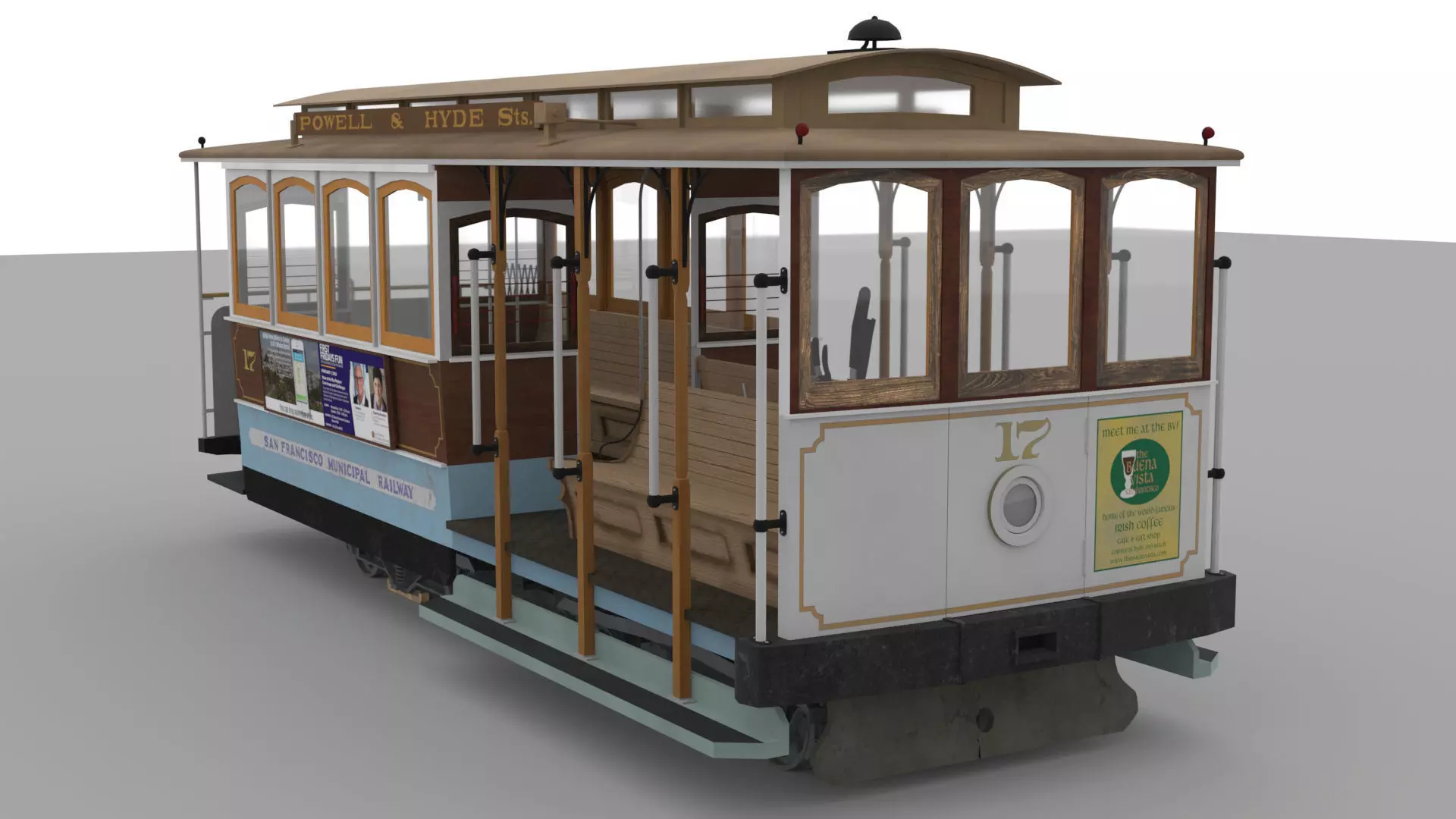 San Francisco Cable Car Low-poly 3D model_0