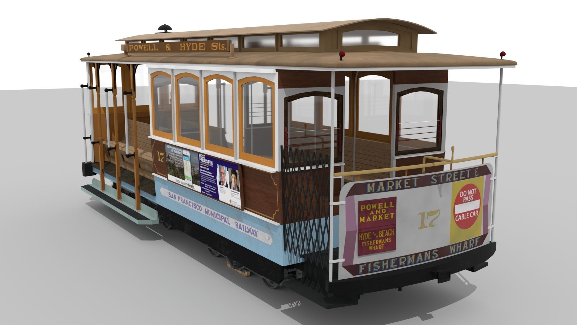 San Francisco Cable Car Low-poly 3D model_1