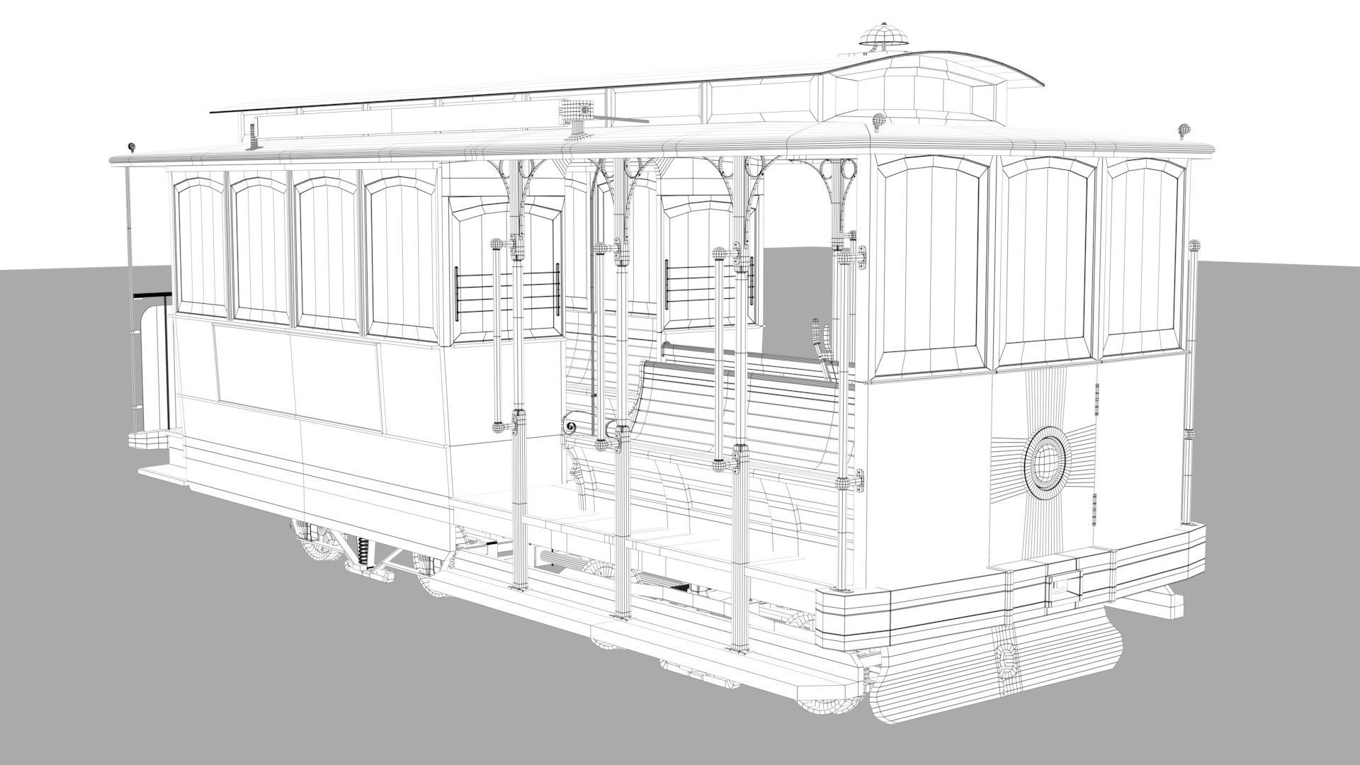 San Francisco Cable Car Low-poly 3D model_7