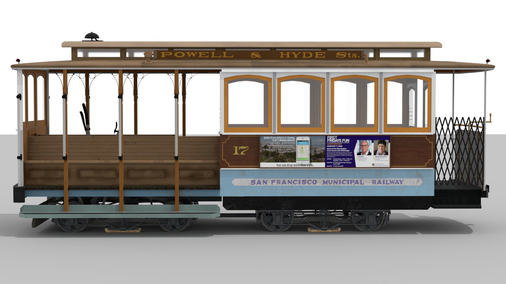 San Francisco Cable Car Low-poly 3D model_3