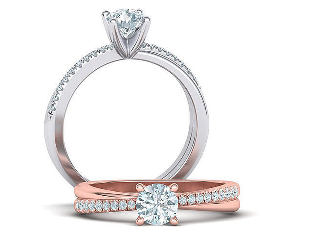 Engagement ring Half Carat centr stone French pave setting  3D print model