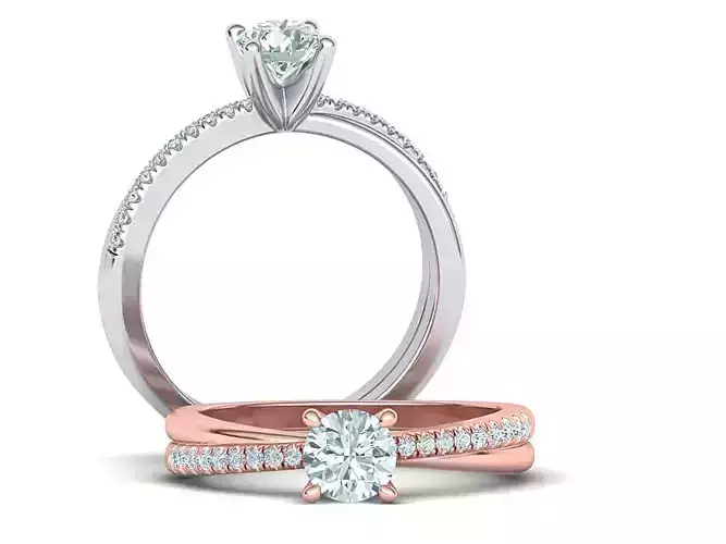 Engagement ring Half Carat centr stone French pave setting 