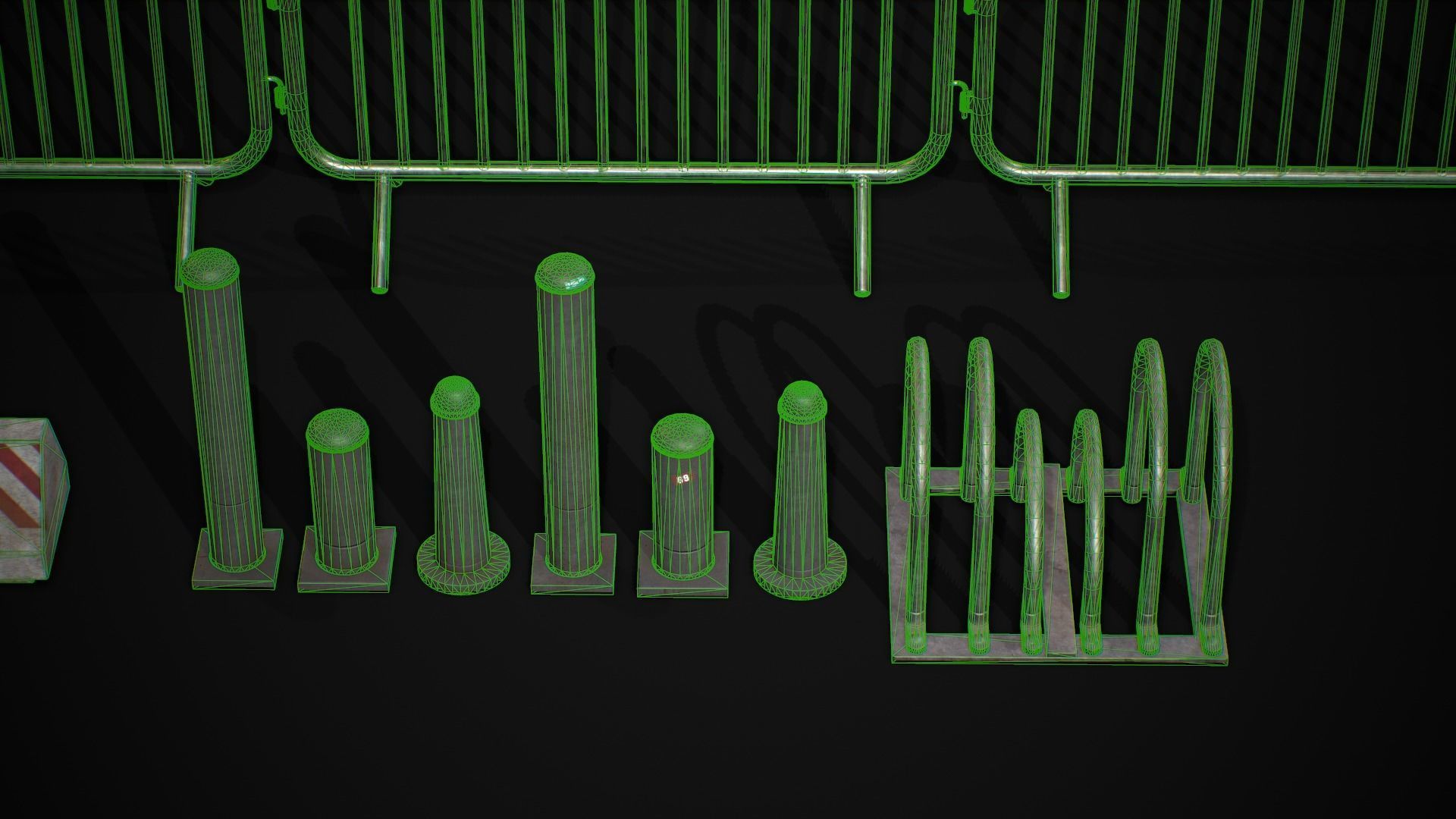 Road Blocker Barrier Metal Barrier Low-poly 3D model_8