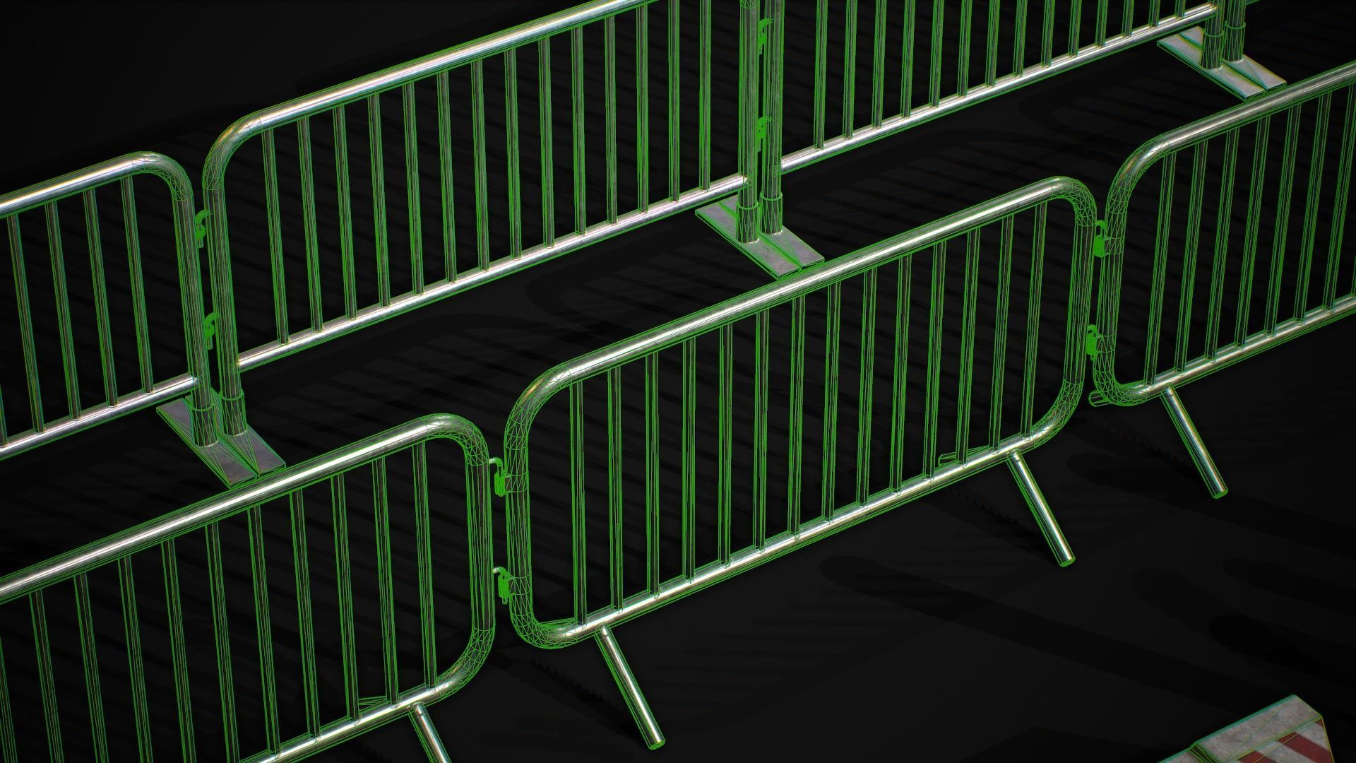 Road Blocker Barrier Metal Barrier Low-poly 3D model_9