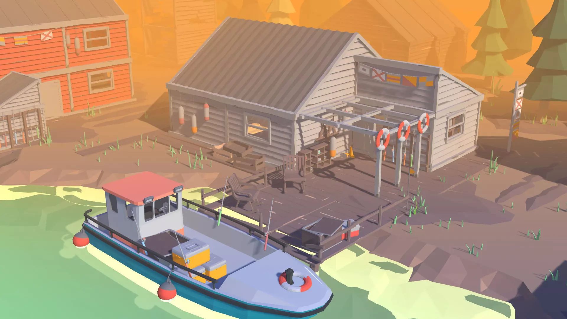 Poligonal Fisher Town Low-poly 3D model