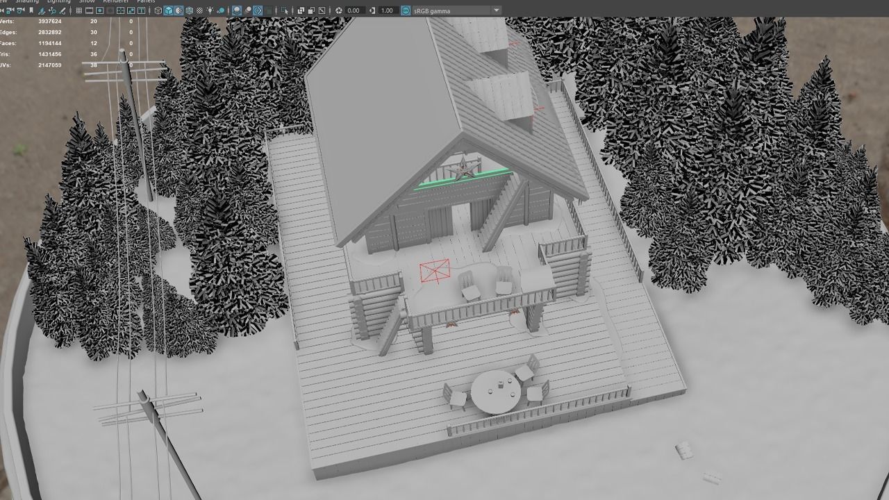 Christmas Cabin in the Snowy Woods 3D model_7