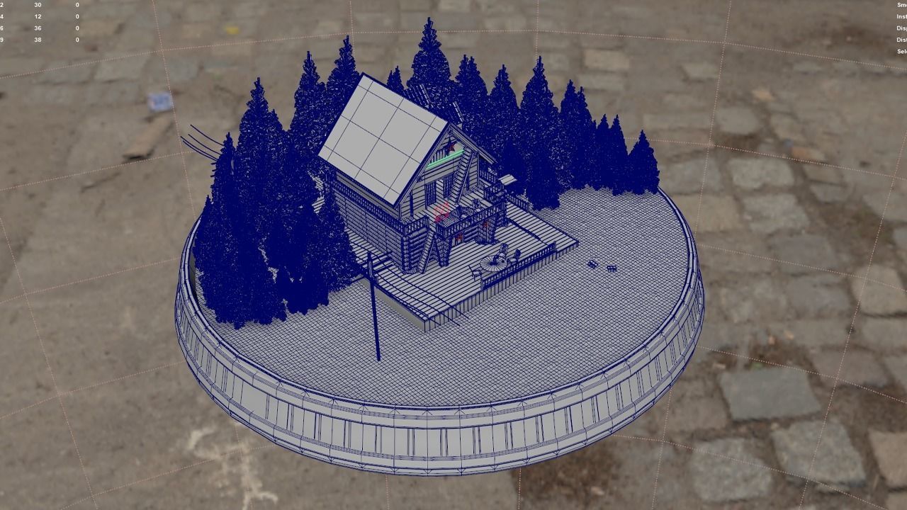 Christmas Cabin in the Snowy Woods 3D model_8