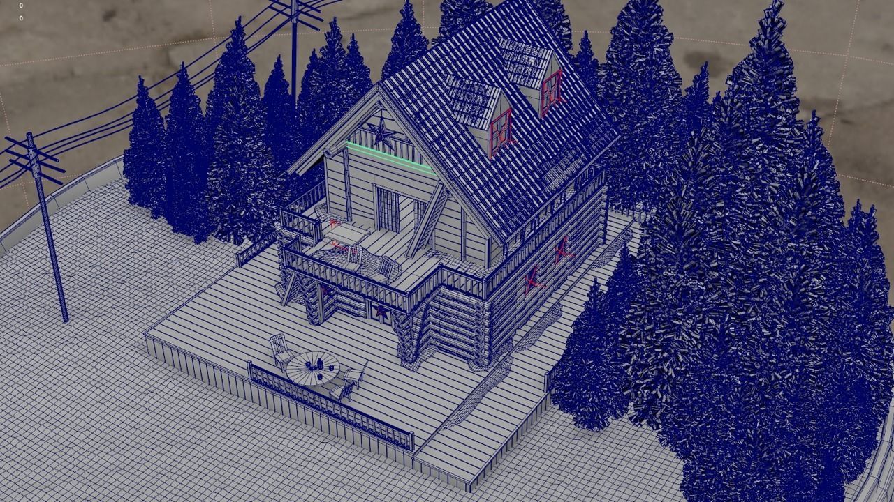 Christmas Cabin in the Snowy Woods 3D model_16