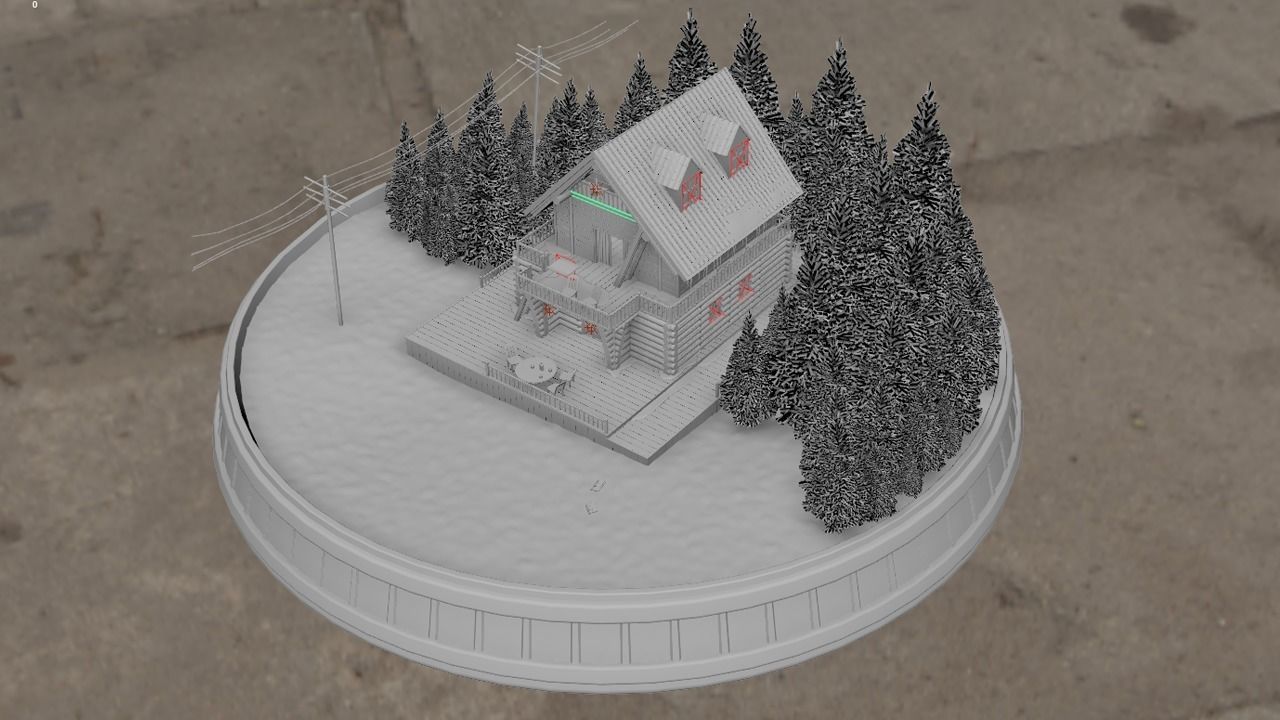 Christmas Cabin in the Snowy Woods 3D model_9